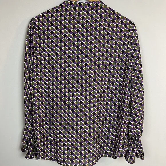 NM Neiman Marcus Geometric Print Blouse Size M NEW - Picture 3 of 10